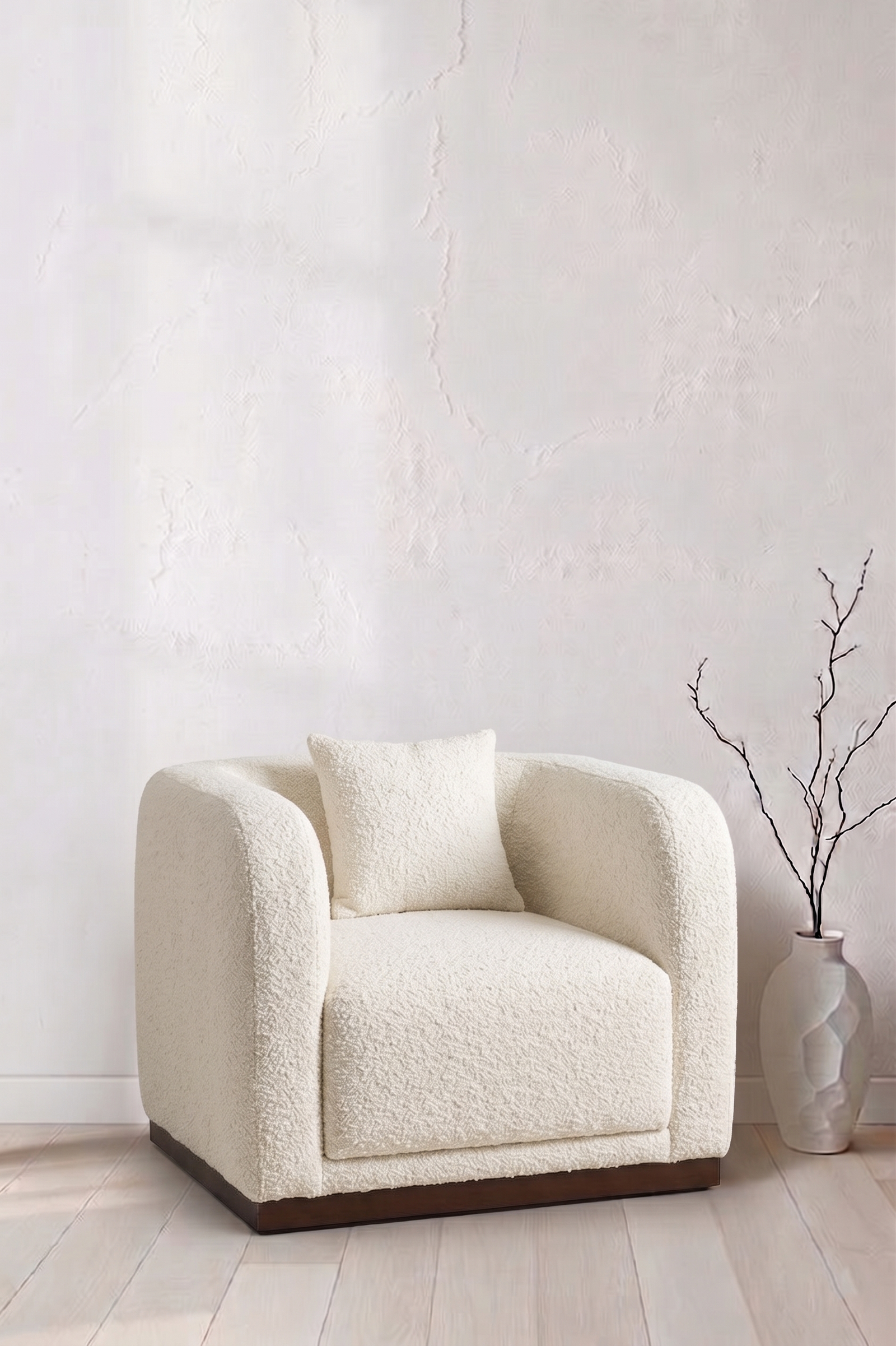 Breanna Off White Boucle Lounge Sofa Chair