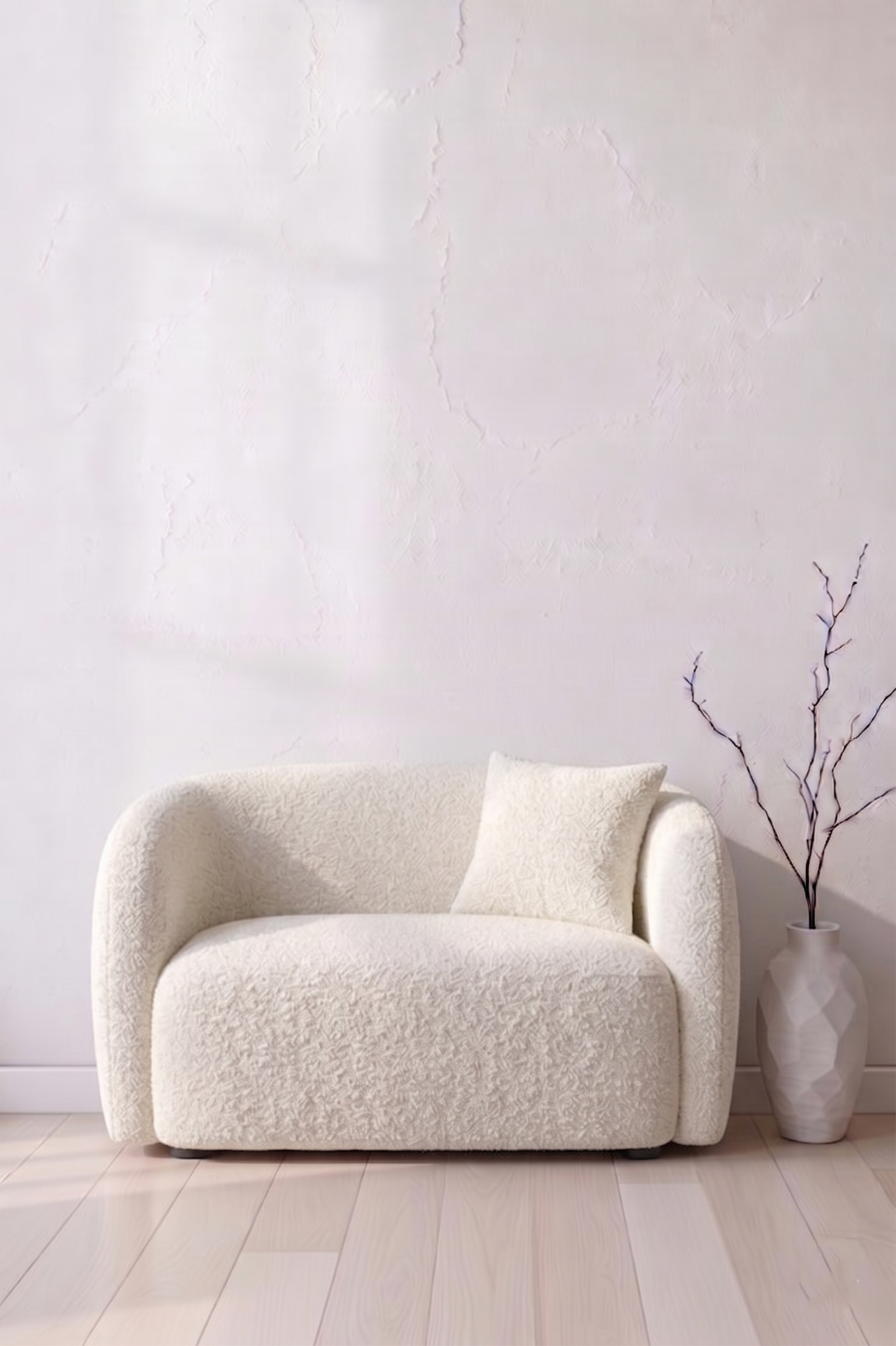 Amanti Off-White Bouclé Sofa