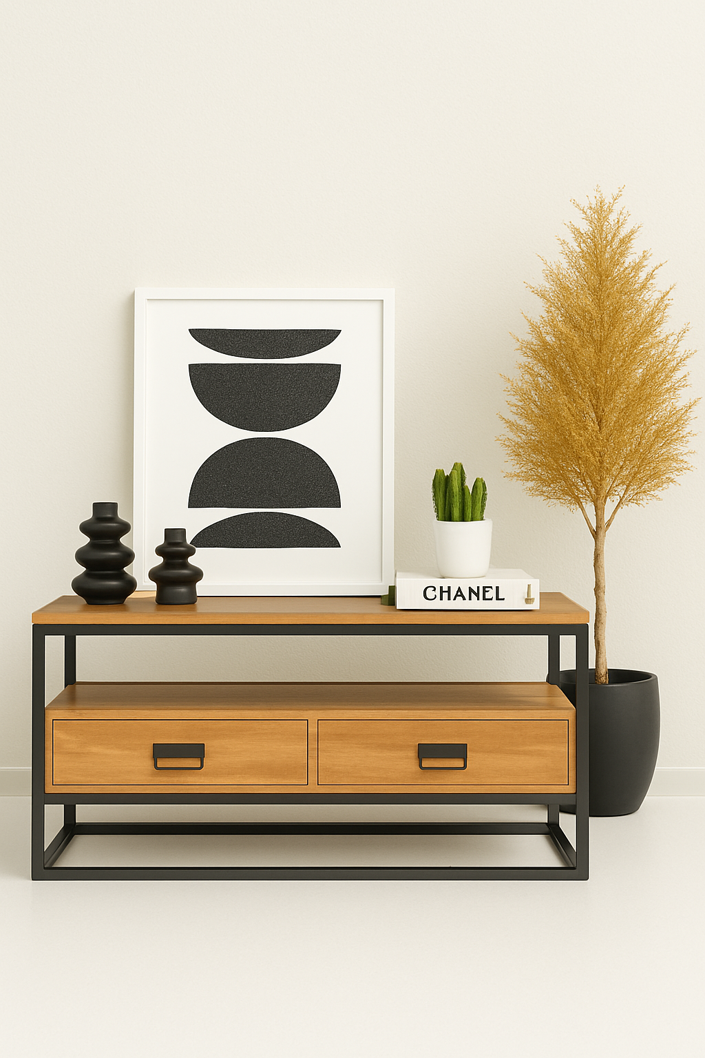Two Drawers with One Shelf Media Unit
