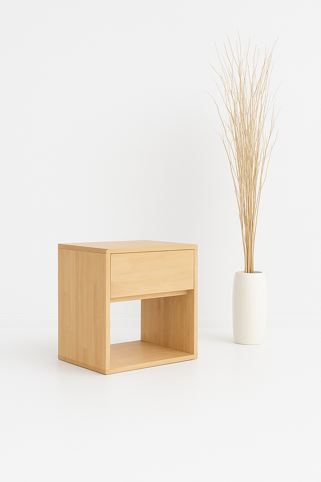 Reika Light Wood Bedside Table