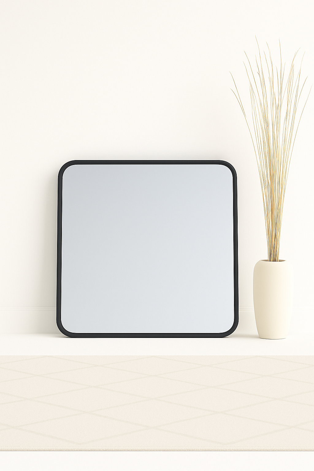 Black Rounded Corners Vanity & Hallway Mirror