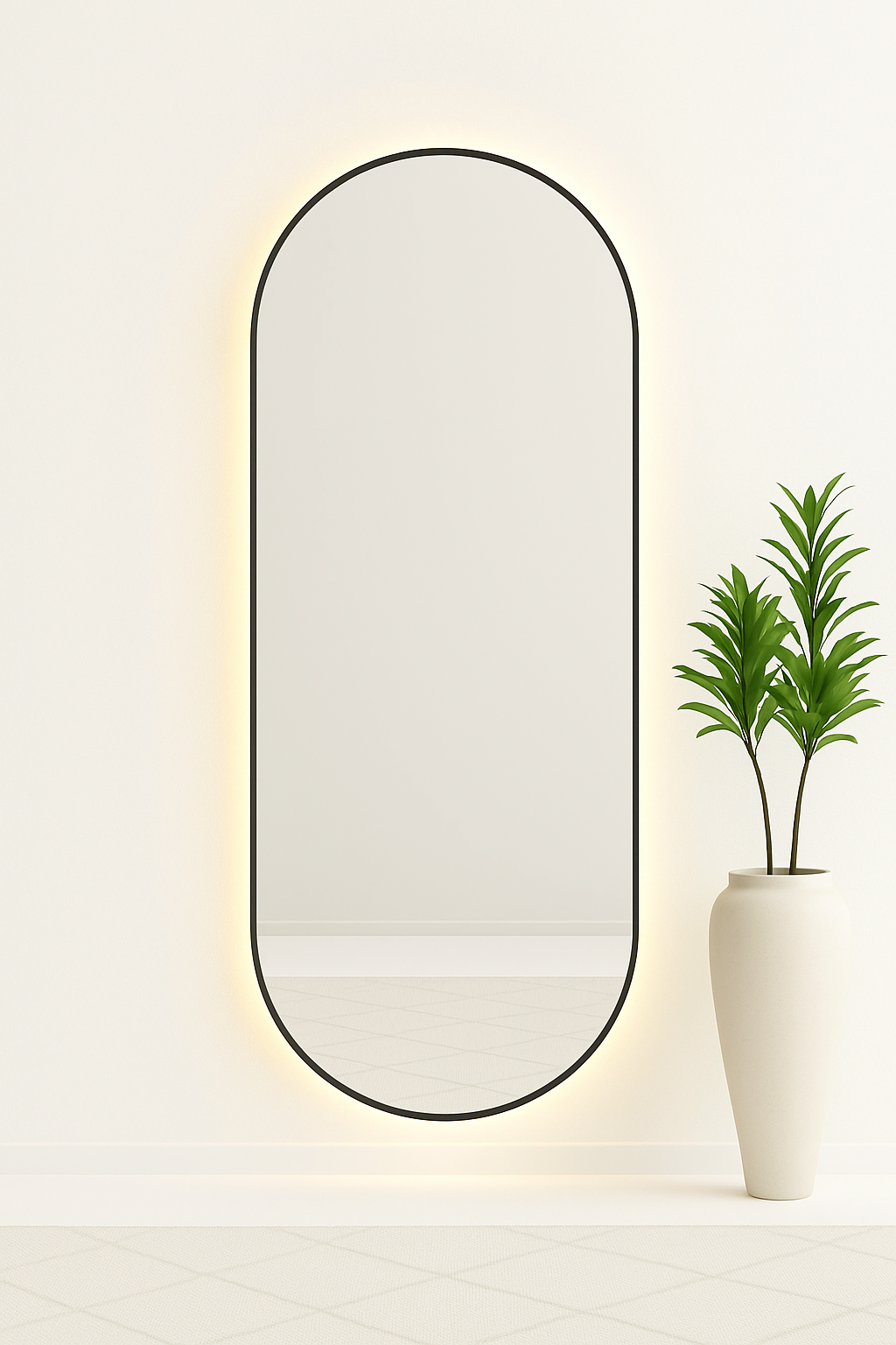 Maelis black Framed Oval Backlit Mirror
